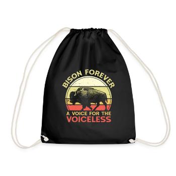 World Wildlife Day Retro Bison Wildlife Animal - Drawstring Bag - black - Front