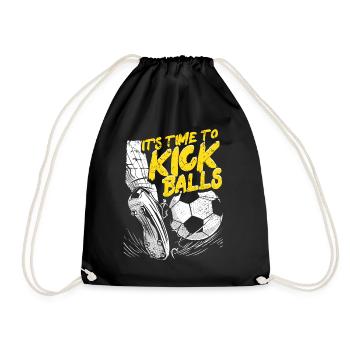 Es Ist Zeit, Bälle Zu Kicken Fußballspieler Sport - Turnbeutel - Schwarz - Vorne