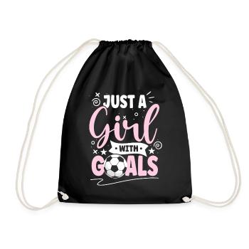 Just A Girl With Goals Fußballspieler Sport - Turnbeutel - Schwarz - Vorne
