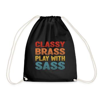 Classy Brass Play With Sass Euphoniumist Retro - Turnbeutel - Schwarz - Vorne