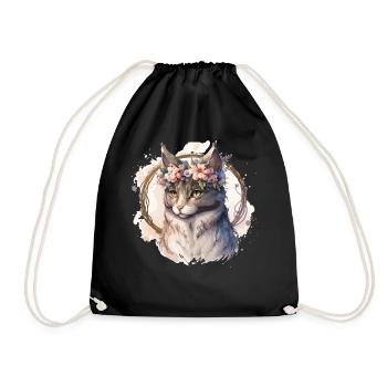 Mignon Manx Cat Fleur Crown Cats Chaton de compagnie - Sac de sport léger - noir - Devant