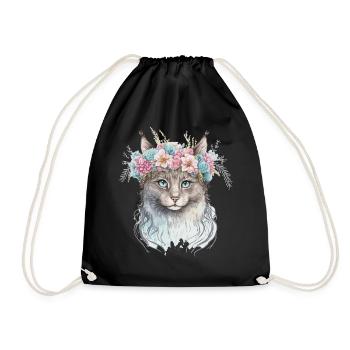 Mignon LaPerm Cat Fleur Crown Cats Chaton d’animal de compagnie - Sac de sport léger - noir - Devant