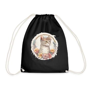 Mignon Manx Cat Fleur Crown Cats Chaton de compagnie - Sac de sport léger - noir - Devant