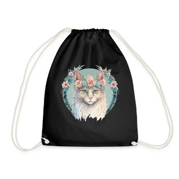 Mignon LaPerm Cat Fleur Crown Cats Chaton d’animal de compagnie - Sac de sport léger - noir - Devant