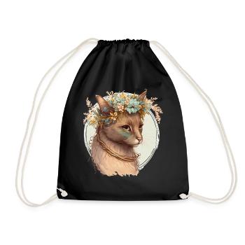 Cute Havana Brown Cat Flower Crown Cats Pet Kitten - Turnbeutel - Schwarz - Vorne
