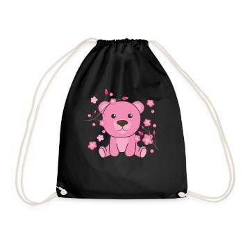 Bear cute animals for kids kawaii - Drawstring Bag - black - Front