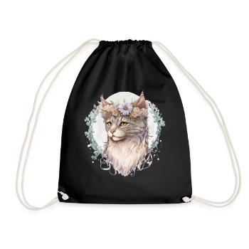 Mignon LaPerm Cat Fleur Crown Cats Chaton d’animal de compagnie - Sac de sport léger - noir - Devant