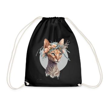 Mignon Ocicat Cat Fleur Couronne Chats Chaton Pet Chaton - Sac de sport léger - noir - Devant