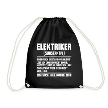 Elektriker Elektroinstallateur Elektroniker - Turnbeutel - Schwarz - Vorne