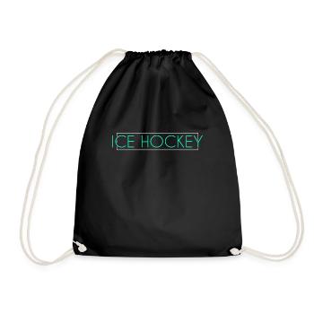 Eishockey Schriftzug - Turnbeutel - Schwarz - Vorne