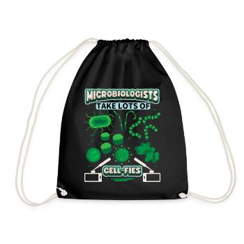 Microbiologist, Microbiology, funny saying, Pun - Drawstring Bag - black - Front