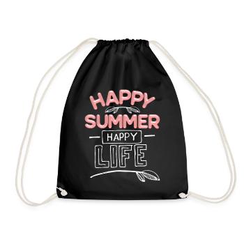 Summer Summer, Happy-Summer Saying - Drawstring Bag - black - Front
