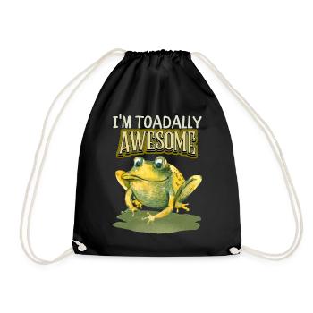 Frosch lustiger Spruch, Pun, Toadally-Awesome - Turnbeutel - Schwarz - Vorne