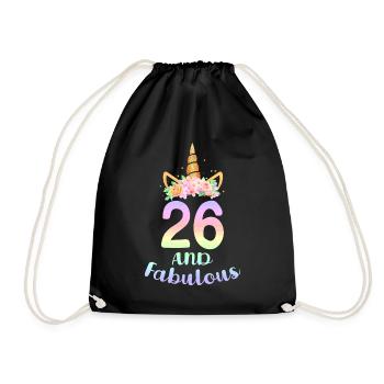 Geschenke zum 26. und fabelhaften 26. Geburtstag von 26 Jahren - Turnbeutel - Schwarz - Vorne