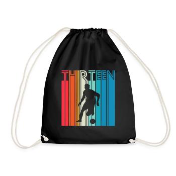 13 Years Soccer Gift 13th Birthday Football - Drawstring Bag - black - Front