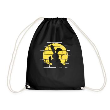 Easter Metalhead Rock Music Rabbit - Drawstring Bag - black - Front