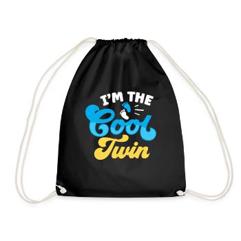 I'm the cool twin humor twins funny - Drawstring Bag - black - Front