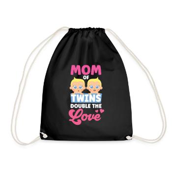 Mother of Twins Double Love Twin - Drawstring Bag - black - Front