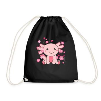 Axolotl cute animals for kids kawaii - Drawstring Bag - black - Front