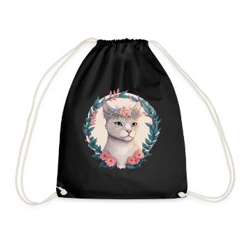 Cute Burmilla Cat Flower Crown Cats Pet Kitten - Turnbeutel - Schwarz - Vorne