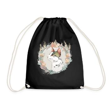 Cute Japanese Bobtail Cat Flower Crown Cats Pet Ki - Turnbeutel - Schwarz - Vorne