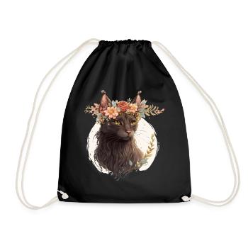 Cute Havana Brown Cat Flower Crown Cats Pet Kitten - Turnbeutel - Schwarz - Vorne