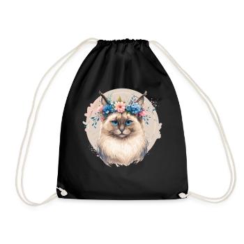 Cute Birman Cat Flower Crown Cats Pet Kitten - Turnbeutel - Schwarz - Vorne