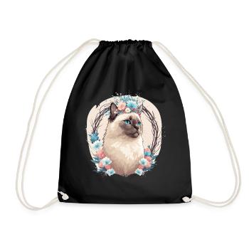 Cute Birman Cat Flower Crown Cats Pet Kitten - Turnbeutel - Schwarz - Vorne
