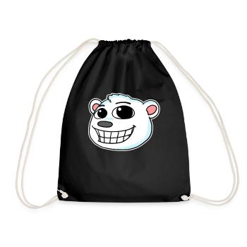 Polar Bear Head - Drawstring Bag - black - Front