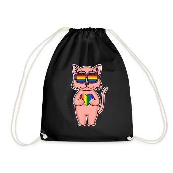 Rainbow Colorful Cat - Cool Cat - Drawstring Bag - black - Front