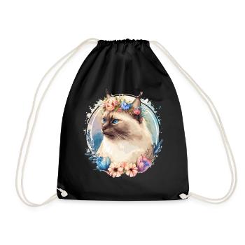 Cute Birman Cat Flower Crown Cats Pet Kitten - Turnbeutel - Schwarz - Vorne