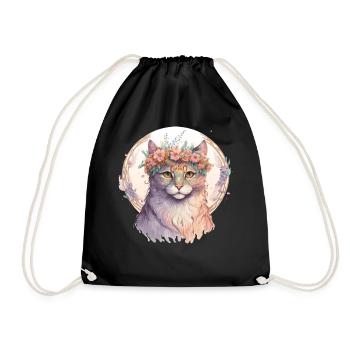 Mignon American Curl Cat Fleur Crown Cats Pet Kitte - Sac de sport léger - noir - Devant