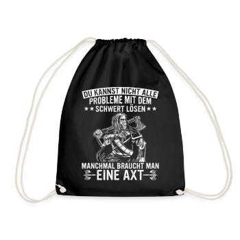 Wikinger Nordisch Krieger Valhalla - Turnbeutel - Schwarz - Vorne