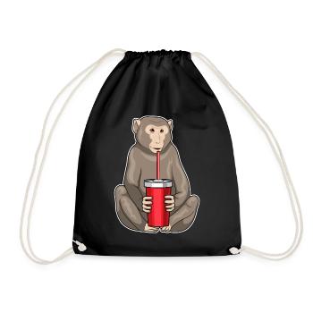 Affe Becher to go - Turnbeutel - Schwarz - Vorne