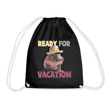 Ready For Vacation für einen Strandurlaub - Turnbeutel - Schwarz - Vorne