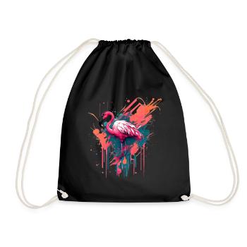Flamingo Color Splash für einen Flamingo Fan - Turnbeutel - Schwarz - Vorne