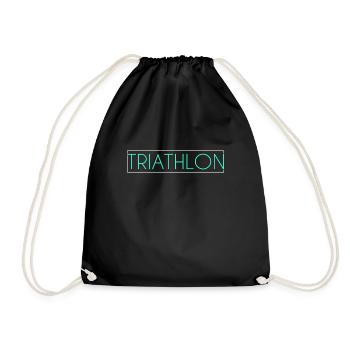 Triathlon Schriftzug - Turnbeutel - Schwarz - Vorne