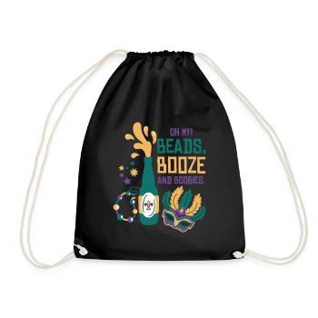 Mardi Gras Karneval Maske Bier Perlen Tölpel - Turnbeutel - Schwarz - Vorne