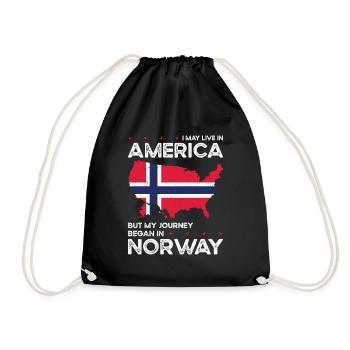 Geboren Norwegisch Norwegen Amerikanisch USA - Turnbeutel - Schwarz - Vorne