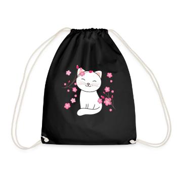 Chat animaux mignons pour enfants kawaii - Sac de sport léger - noir - Devant
