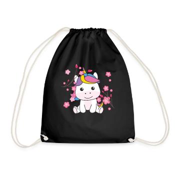 Unicorn cute animals for kids kawaii - Drawstring Bag - black - Front