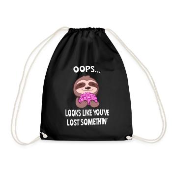 Funny sloth with brain sarcasm saying - Drawstring Bag - black - Front