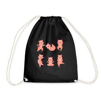 Yoga Pig Meditation Piggy fait du yoga - Sac de sport léger - noir - Devant