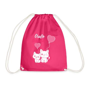 Große Schwester 2023 Katzen Ballon Herz - Turnbeutel - Fuchsia - Vorne