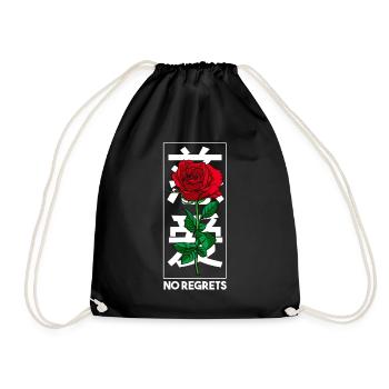 No Regrets Chinese Flower Rose - Drawstring Bag - black - Front