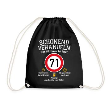 71. Geburtstag Schonend Behandeln Oldtimer Ist 71 - Turnbeutel - Schwarz - Vorne