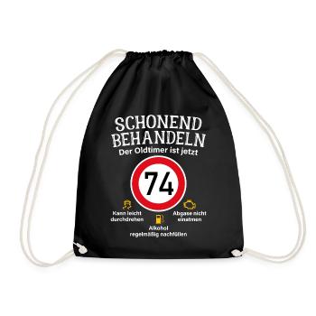74. Geburtstag Schonend Behandeln Oldtimer Ist 74 - Turnbeutel - Schwarz - Vorne
