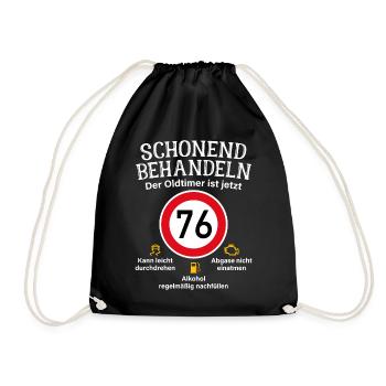 76. Geburtstag Schonend Behandeln Oldtimer Ist 76 - Turnbeutel - Schwarz - Vorne