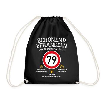 79. Geburtstag Schonend Behandeln Oldtimer Ist 79 - Turnbeutel - Schwarz - Vorne