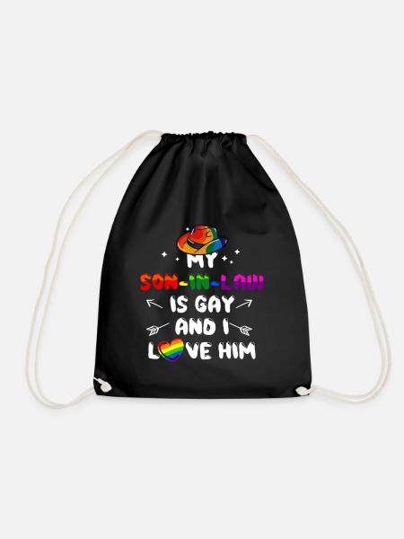 My son-in-law is gay and I love him - Drawstring Bag - black